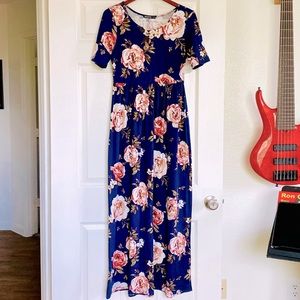 Maxi Dress in Floral Navy by Mikarose